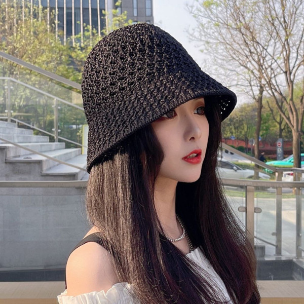 여성용 여름 왕골 벙거지 모자