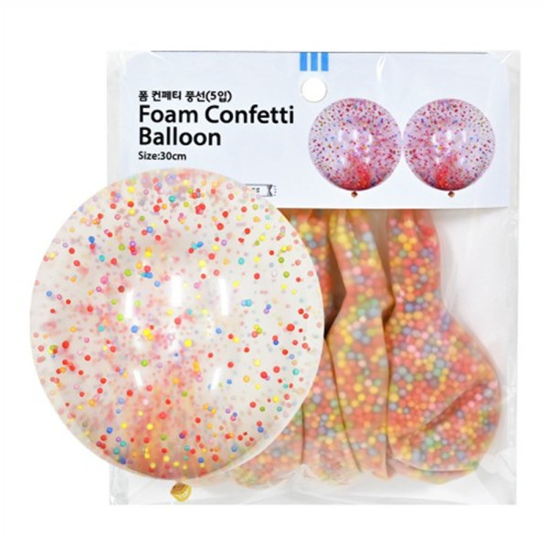 (PC) 30cm 폼 컨페티풍선 (5입)