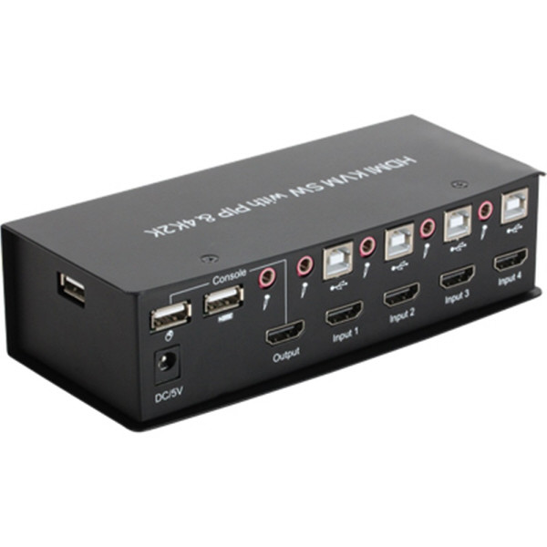 여러대 컴퓨터 서버제어 HDMI KVM 4x1 스위치 리모콘/케이블포함