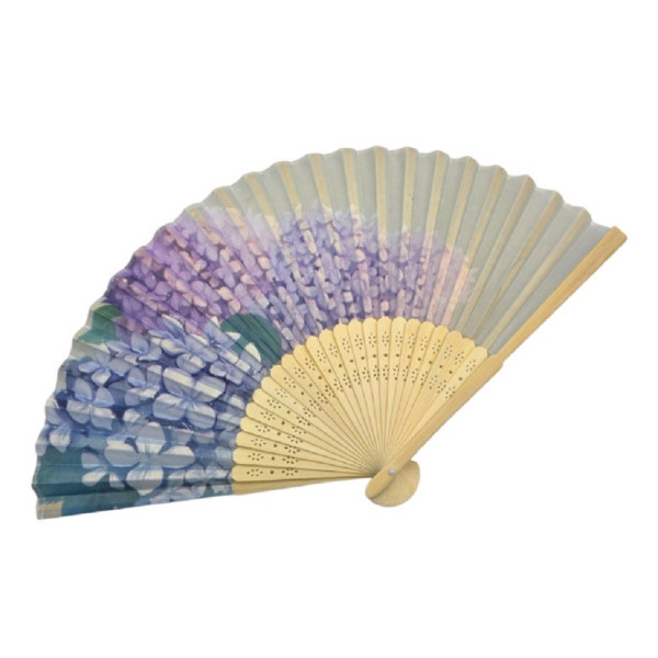 일본직수입 21cm 수국 접이식 부채 그린