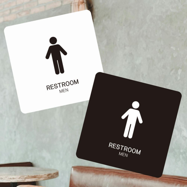 RESTROOM MEN1 부착형 정사각 소형안내판 13x13cm 디자인문패