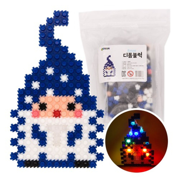 (CL) 디폼블럭 8mm LED 산타요정블루 산타 패키지 (T13)