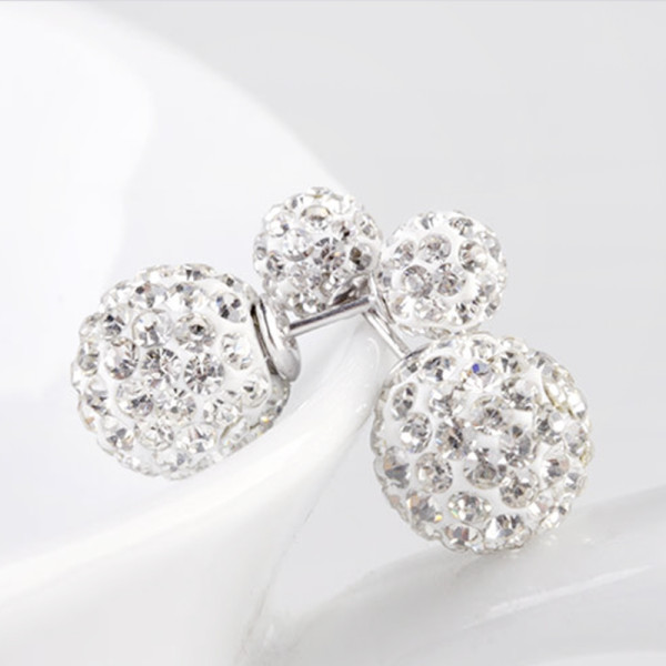 실버 은 볼 크리스탈 미러볼 큐빅 귀걸이 Sterling Silver 미니 실버볼 콩
