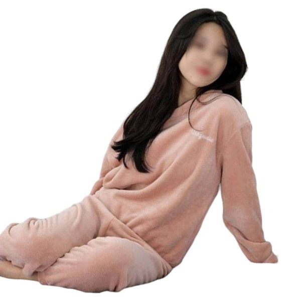 여성용 겨울 극세사 수면잠옷 상하의세트 핑크