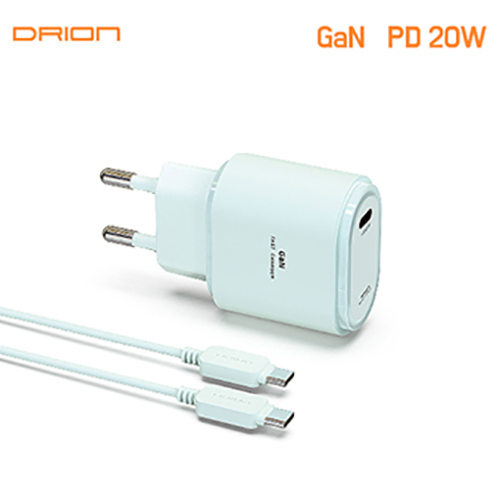 GAN PD 20W C포트 1구 초고속 가정용 충전기 (C to C 케이블 포함)
