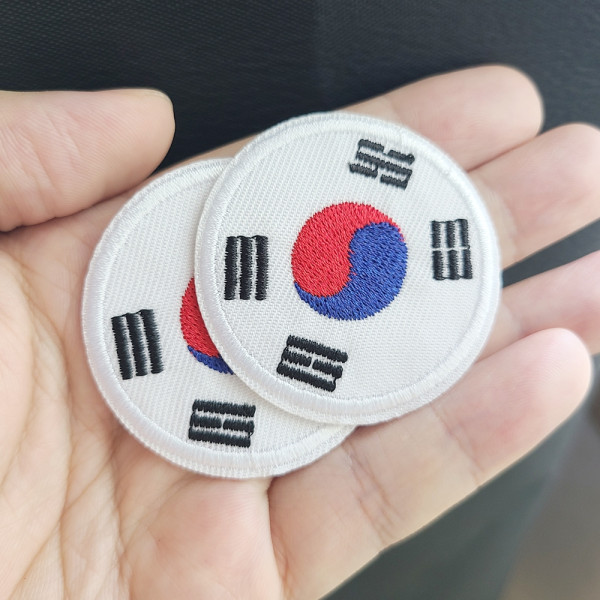 열접착 태극기 자수 원형 와펜