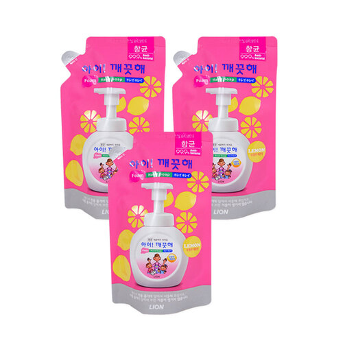 아이깨끗해리필 200ml 레몬향 3개 유아핸드워시 핸드워시 거품비누 손세정제