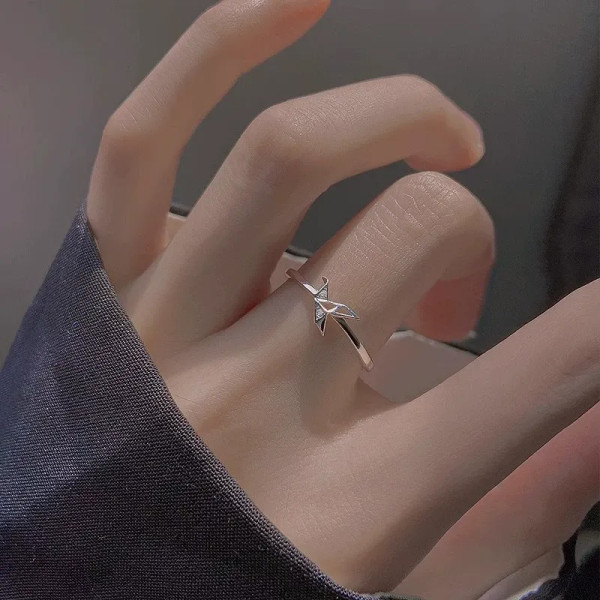 종이학 큐빅 반지 오픈링 커플 우정 반지 쥬얼리 악세사리 애끼 엄지 링 반지 커플링