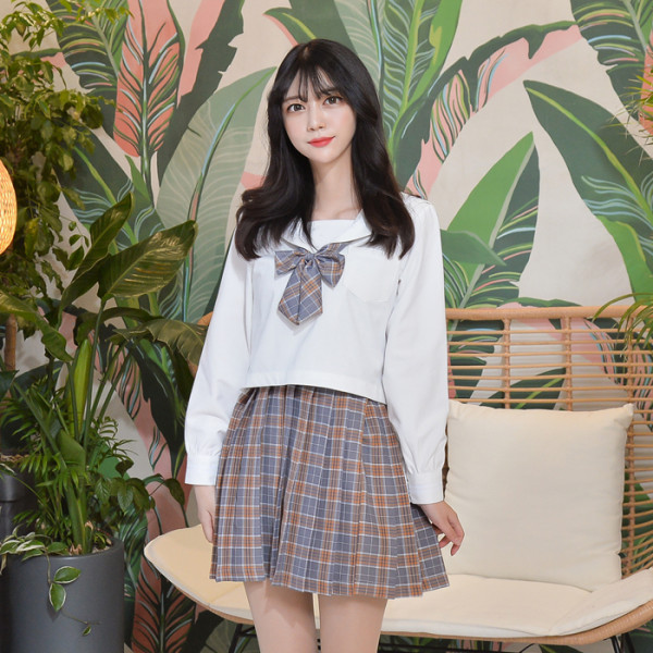 교복몰 차분한 오렌지 블라썸 세라복 세트 (긴팔)