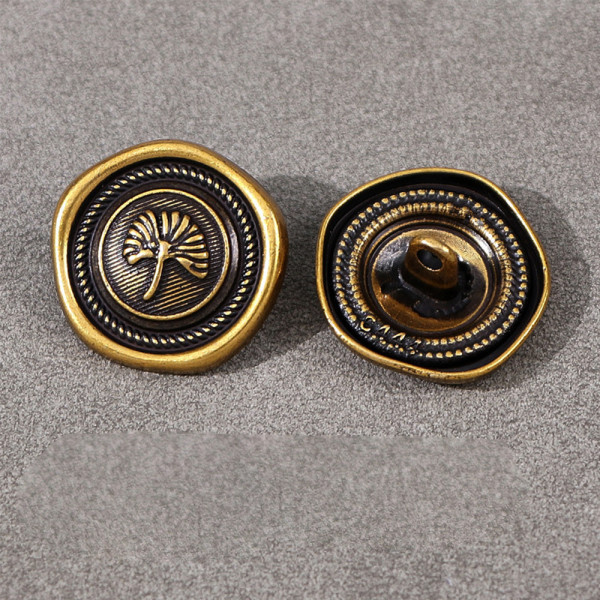 블랙20mm 옷수선 양복 엔틱 고급 금단추 나뭇잎도안