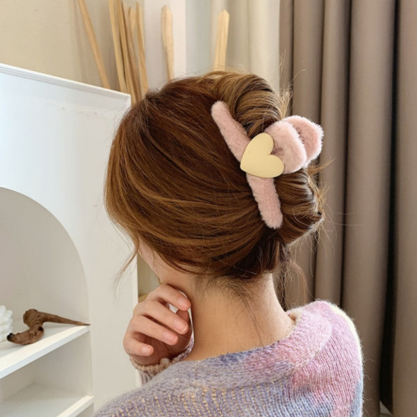 하트포인트 보들보들 집게핀 핑크