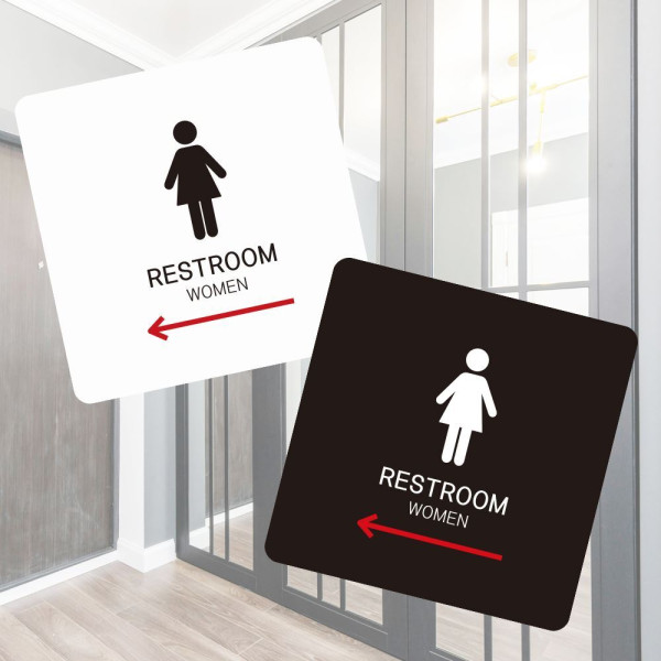 RESTROOM WOMEN 좌측1 부착형 소형안내판 13x13cm 디자인문패