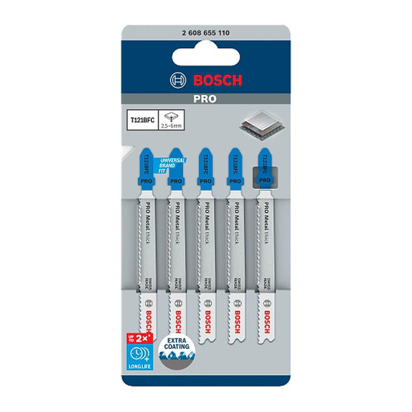 보쉬 T121BFC PRO 2.5 6.0mm 강판 절단용 직소날 5P 직소기날