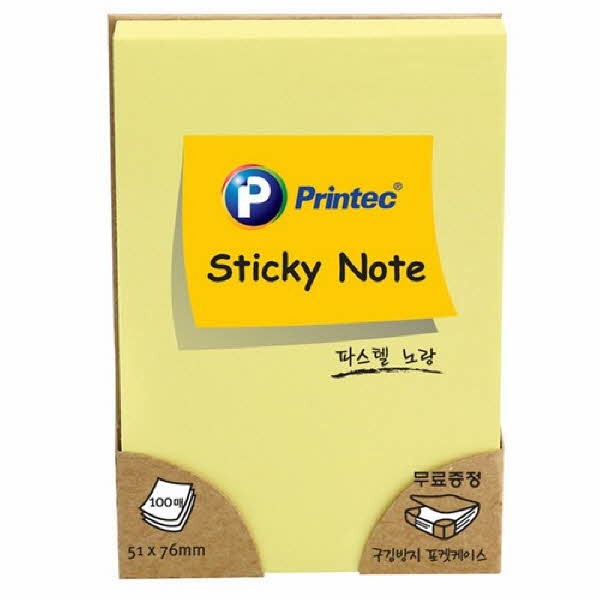 프린텍 5176Y 스티키노트 파스텔노랑 51X76 100매