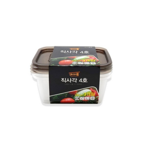 밀폐용기 직사각4호 600ml 3입