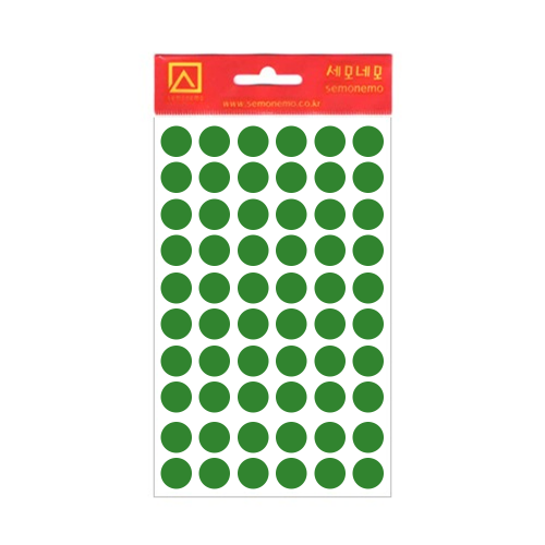 세모네모 1000 모양견출지원형 10 302G 7매 녹색 지름12