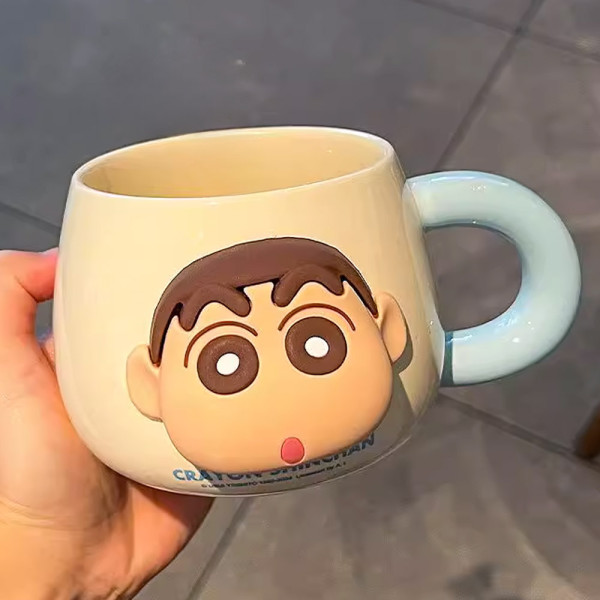 짱구 3D 페이스 자석 머그컵 500ml-블루
