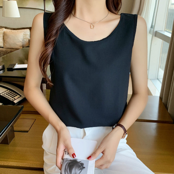 여성 여름 민소매 이너 나시 티 슬리브리스 블랙