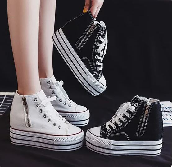 캔버스화 9.5cm 하이 로우 2가지 디자인 키높이 통굽 스니커즈 운동화