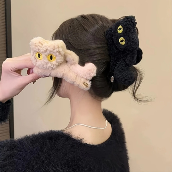 고양이 헤어집게핀 올림머리 집게핀 헤어핀 반묶음 헤어 클립 귀여운 고양이 캐릭터 집게