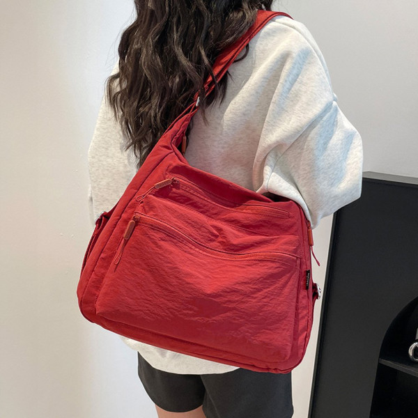 데일리 백 나일론 숄더 백팩 직장인 출근 가방 레드