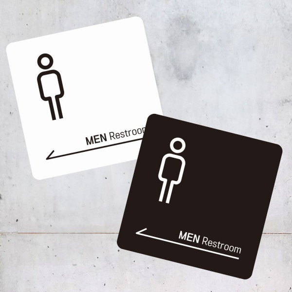 MEN Restroom 좌측 부착형 사각 소형안내판 13x13cm 디자인문패