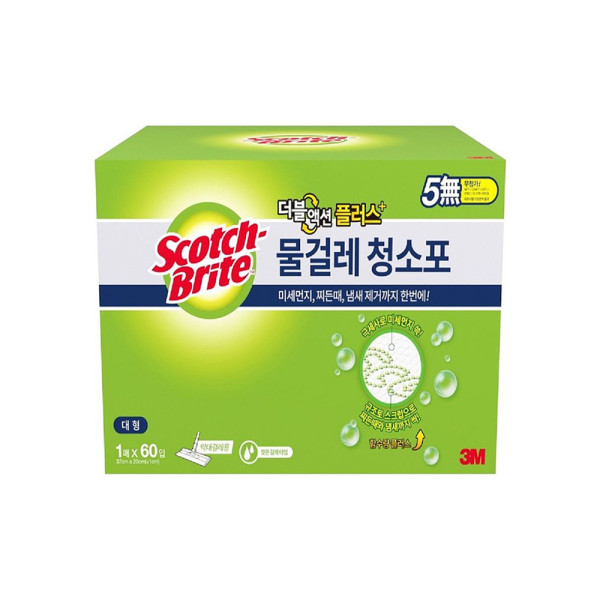 3M 더블액션 플러스 물걸레 청소포 대형 60매
