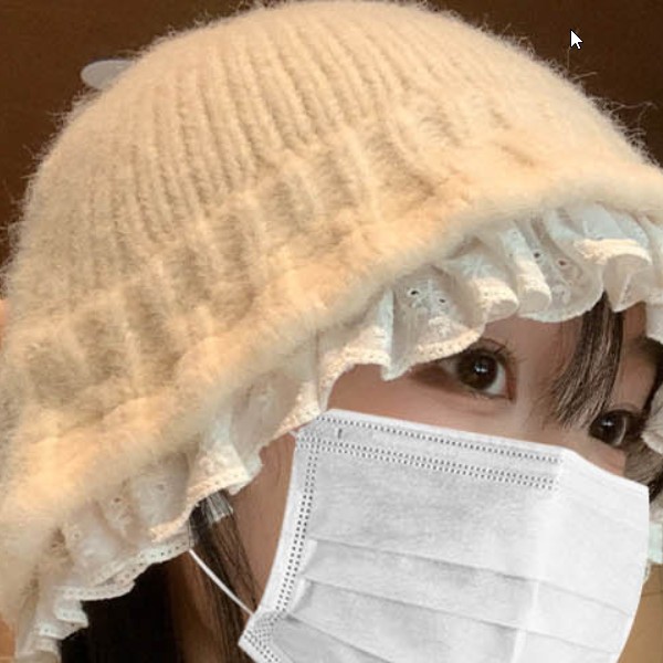 레이스 포인트 모자 은은한 셔링 디테일로 볼륨감 있는 핏의 버킷햇 스타일 벙거지
