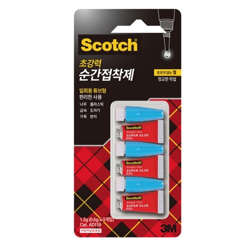 3M 순간접착제 일회용 젤타입 AD119 0 5g 3개입