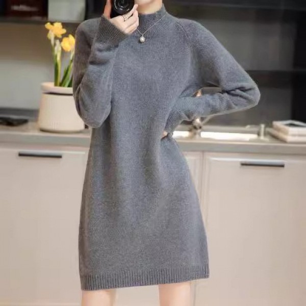 반목 따뜻한 여자 치마 스타일 소프트한 니트 베이직 겨울 원피스