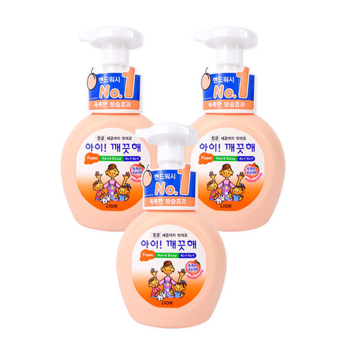 아이깨끗해용기 250ml 복숭아향 3개 유아핸드워시 핸드워시 거품비누 손세정제 모이스처