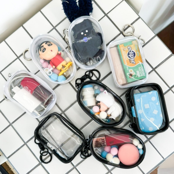 투명 미니 10cm 인형 파우치 키링 8종 10cm인형 보관 사각 원형 백 PVC
