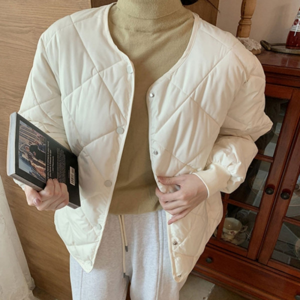 데일리 심플 경량패딩 아이보리