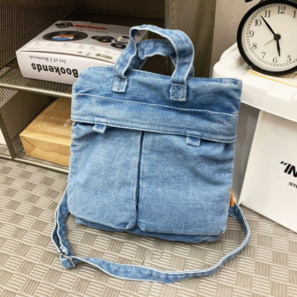 데일리 여행용 데님 크로스 백 캐주얼 가방 lightblue