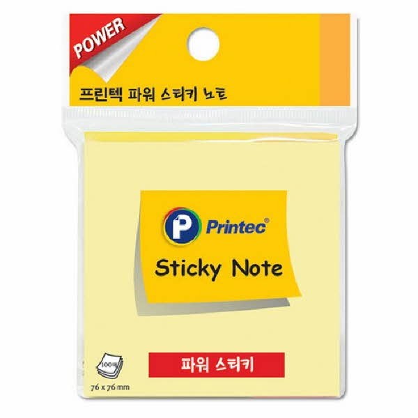 프린텍 S7676Y 파워 스티키노트 노랑 76 x 76mm 100매