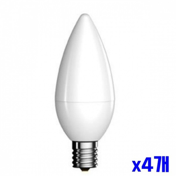 LED 촛대구 5W 주광색 불투명 x4개 LED전구 조명 전구