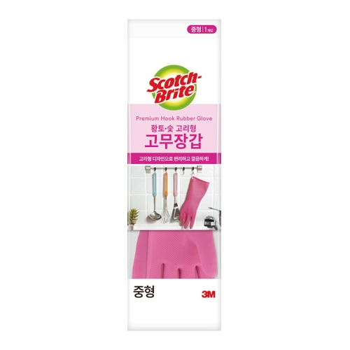 3M 황토숯 고리형 고무장갑 중 210mmX360mm