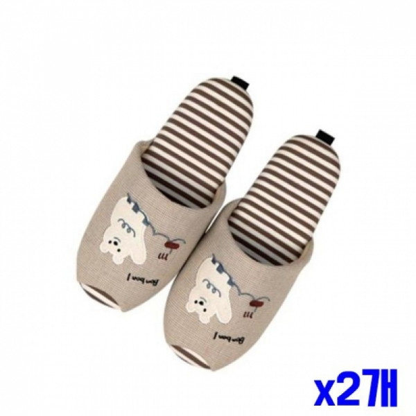 곰돌이 패치 거실화 26cm x2개 패브릭실내화 슬리퍼