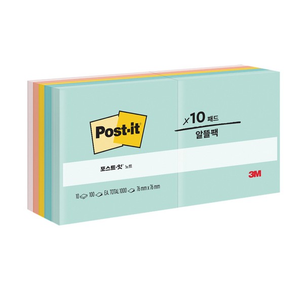 3M 포스트잇 노트 654-10AP 비치사이드 카페
