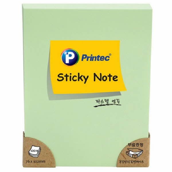 프린텍 76102G 스티키노트 파스텔연두 76 x 102 100매
