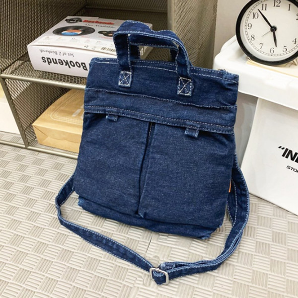 데일리 여행용 데님 크로스 백 캐주얼 가방 블루