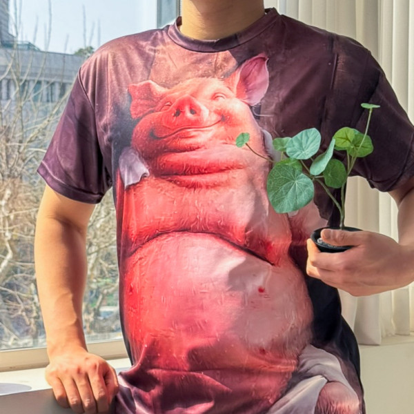 웃는 돼지 동물 반팔 티셔츠 티 옷 병맛 관종 인싸 템 웃긴 재밌는 킹받는 밈