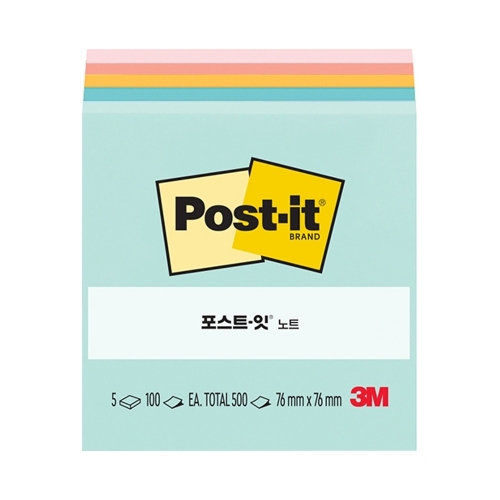 3M 포스트잇 노트 654 5AP 비치사이드카페 5개 500매