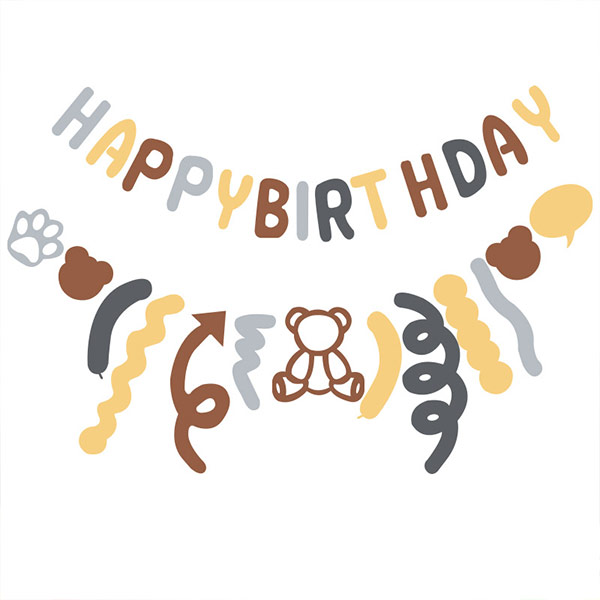 펠트 생일 가랜드 곰돌이