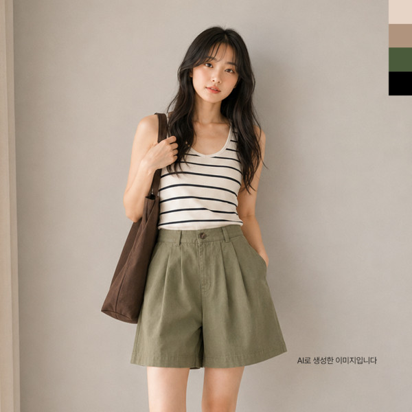 ACC SS1013W 베이직 반밴딩 코튼 치노 핀턱 반바지