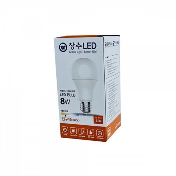 LED 램프 전구색 8W 조명용품 홈인테리어 라이트 조명