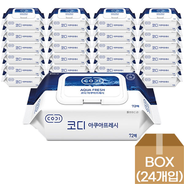 쌍용)코디아쿠아후레쉬물티슈(캡형/72매)-박스(24개입)