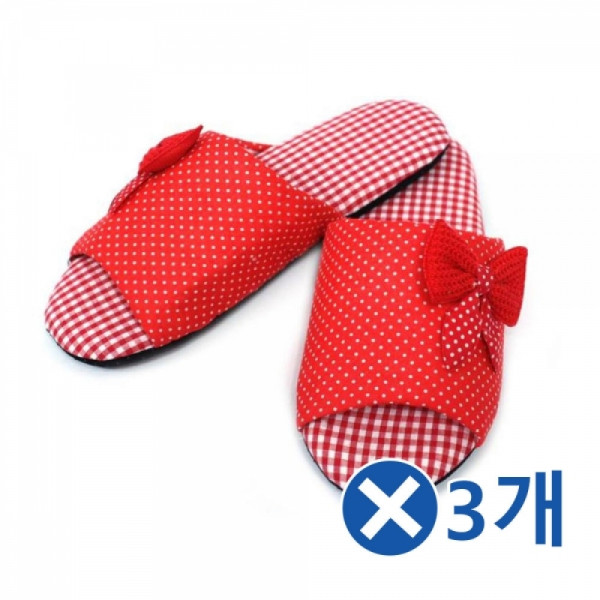 리본장식 거실실내화x3개-색상랜덤 거실화 실내슬리퍼