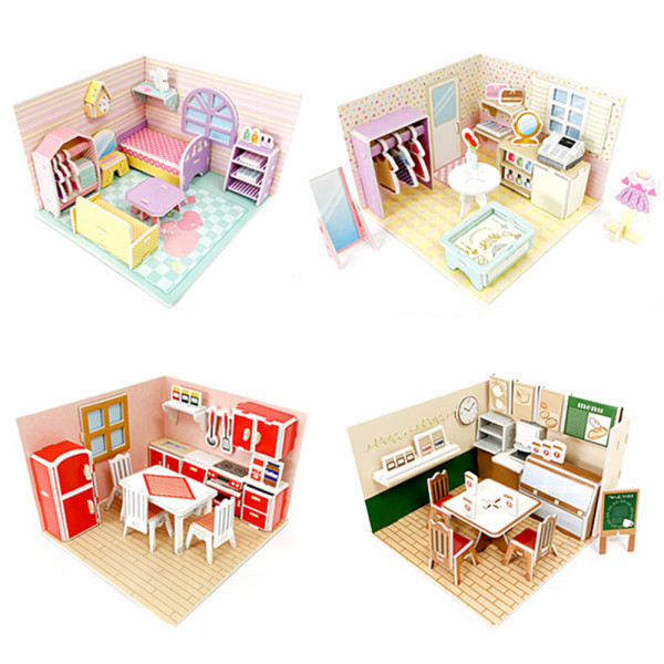 (TD) 페이퍼 조립 미니어쳐 DIY 4종