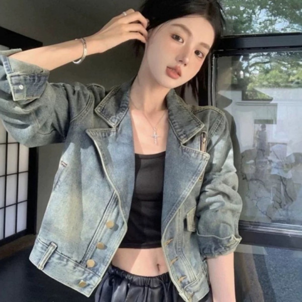 LF20700 라이더 카라 봄 가을 간절기 청 데님 재킷 자켓 아우터 데일리코디